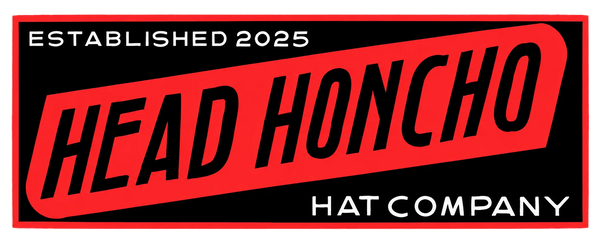Head Honcho Hat Company logo with red and black design on a white background